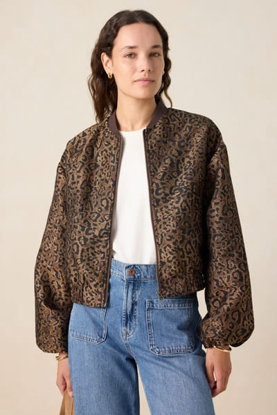 Sissy-Boy - Donkerbruin bomber jack met leopard print