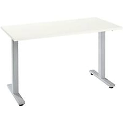 Bureau Start Off Home Office, B 1300 x D 650 x H 735 mm, T-voet, wit/blank aluminiumkleurig