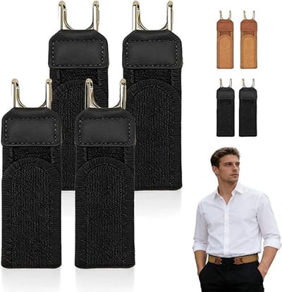 Gesploze Riem - 4stuks - Broekriem Zonder Gesp - Elastische Riem zonder gesp - Verstelbaar - Gespvrije Riem - Rekbare Broekriem - 1,5 inch breed - one size - verborgen sluiting - Voor Broeken, Jeans, Casual,Werkkleding - zwart