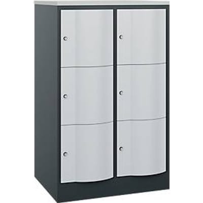 C+P Resisto lockerkast, 2 vakken, 6 vakken, B 772 x D 640 x H 1255 mm, lichtgrijs/antracietgrijs