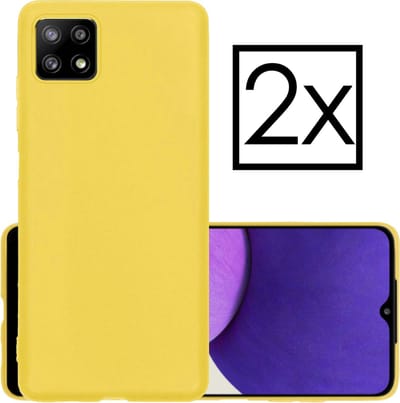 Hoesje - 2 Stuks - Geschikt voor Samsung Galaxy M22 - Sterk & Shockproof - Case Siliconen - Back Cover - Telefoon Hoes - Geel