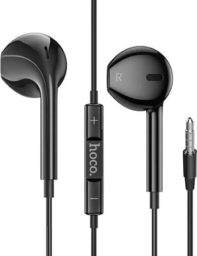Bedrade Koptelefoon Jack 3,5mm microfoon Bediening Helder Geluid 1,2m Hoco zwart