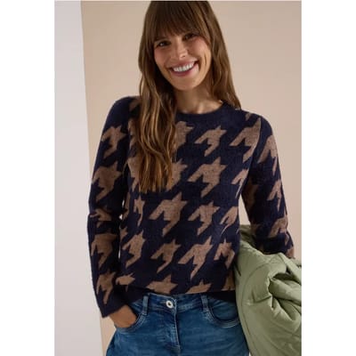 Trui met lange mouwen en houndstooth-patroon