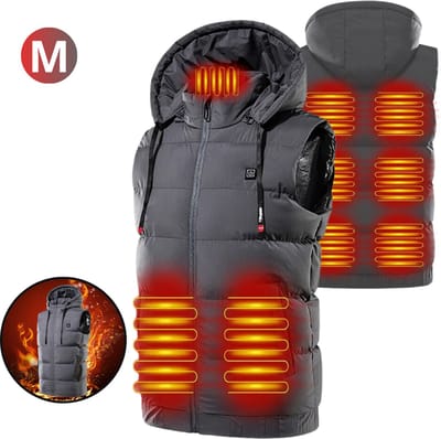 Bovista Verwarmde Bodywarmer - Heated Vest - Elektrische Bodywarmer - Rits Capuchon - Water Afstotend - Oplaadbaar - Unisex - Maat M - Grijs