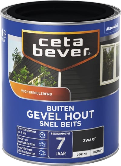 Cetabever - Snelbeits Gevel Hout Dekkend - Zwart - 750 Ml