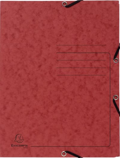 Exacompta 25x Bedrukte Elastomappen met klep - glanskarton 355g/m2 - A4 - Rood - 55405E