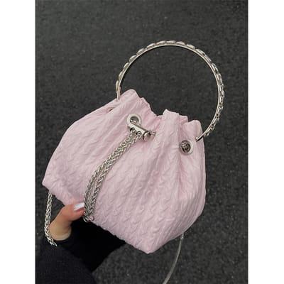 Koreaanse Versie van Strass Ketting Handtas voor Dames Mode High-end Trekkoord Emmer Tas Zoete Niche Crossbody Tas voor Dames gray