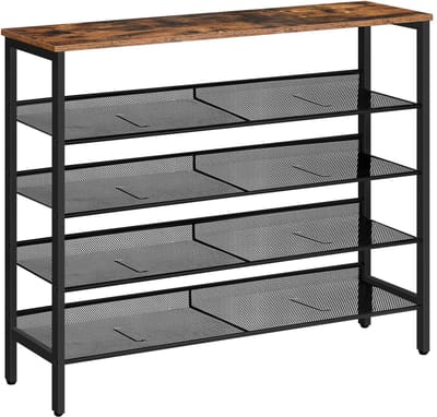 MTTProducts - Schoenenrek - 5-laags - Vintage bruin - Schoenorganiser - Verstelbaar - Geschikt voor 16-20 paar schoenen