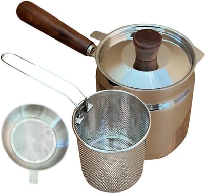 Kleine Friteuse - Mini Frituurpan - Buiten Koken - Roestvrij Staal - 20.3 x 16.4 x 30 cm - Zilver