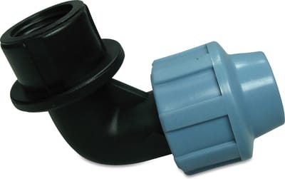 Unidelta Knie 90° PP 16 mm x 1/2" knel x binnendraad 16bar zwart/blauw DVGW/KIWA/WRAS