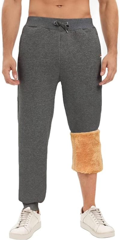 Heren Joggingbroek Fleece Jogger Joggingbroek voor Mannen Casual Thermals Trainingspak Bodems Winter Warme Pluche Broek met Zakken Trekkoord Lounge Broek