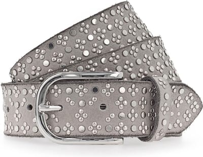 b.belt Leren Riem Tini Silver Leather Belt W105 Light Grey Lichtgrijs