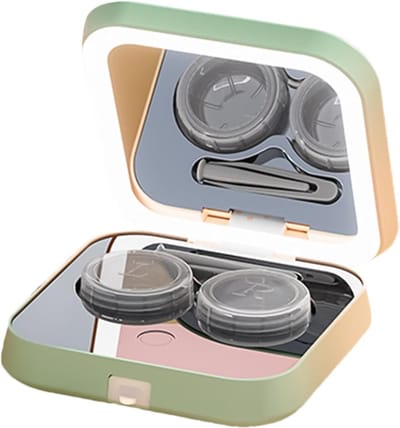 Contactlensreinigingsmachine - contactlenzenwasser met spiegel en pincet | Contactlensreinigingsdoos, contactlenzenetui, reinigingsmachine voor harde lens