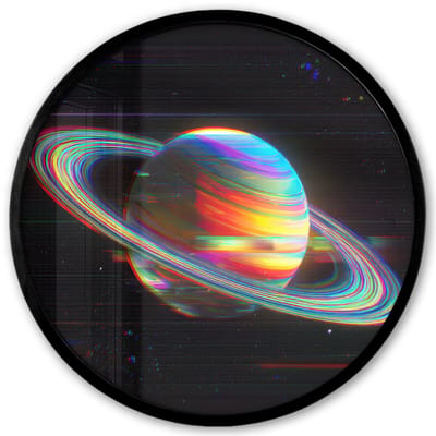 Poster in lijst Rond - Fotolijst 40x40 cm - Posters - Planeet - Cirkel - Kleurrijk - Ronde posterlijst zwart - Decoratie - Wanddecoratie woonkamer - Muurdecoratie slaapkamer