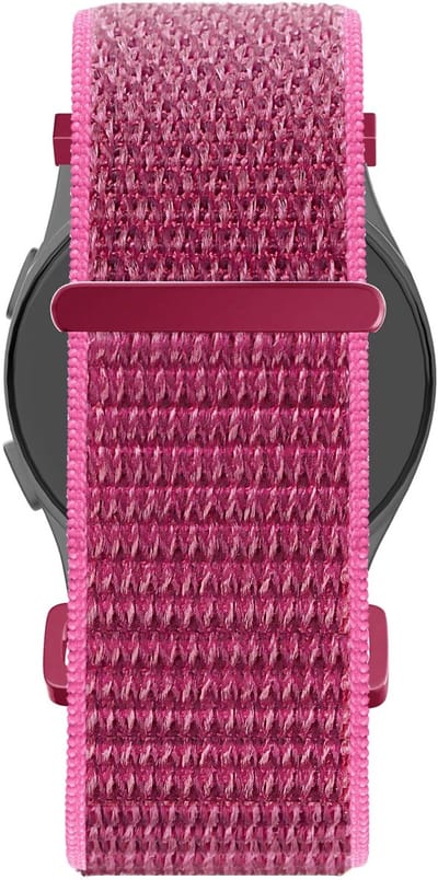 Bandz Hoogwaardige nylon band met klittenband geschikt voor Garmin Vivoactive 6 / 5 / 3 / Vivomove / 3 / HR / Style / Luxe / Sport / Trend / Forerunner 645 / 570 / 245 / 170 / 165 / 70 / 55 / Venu / SQ / SQ2 / 2 Plus / Approach S12 - Dragonfruit
