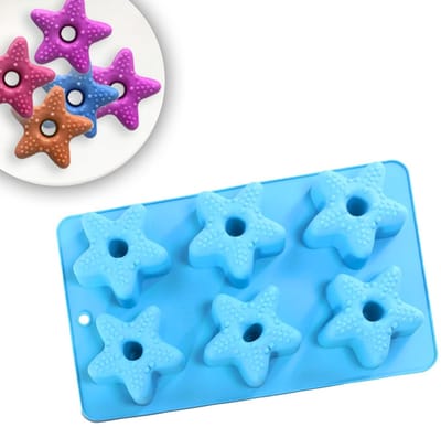 Dailygoods - Siliconen vorm voor donuts, hart, ster, muffinmaker, bakvorm voor bakwaren (blauw)