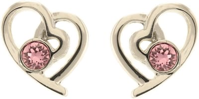 Behave - Oorbellen hartje roze steentje zilverkleur cadeau Valentijn - 1 cm