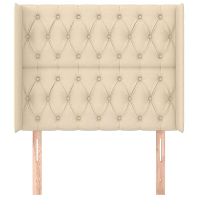 vidaXL - Hoofdbord - met - randen - 93x16x118/128 - cm - stof - crèmekleurig