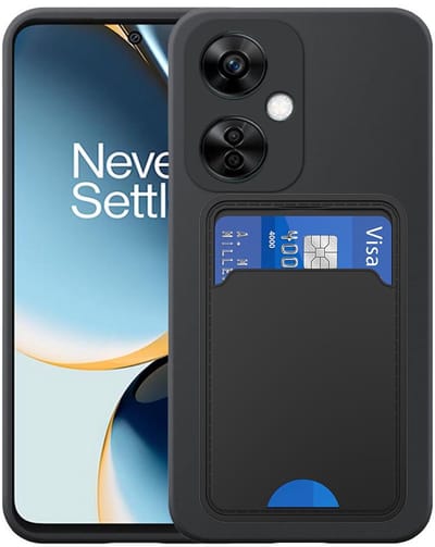 Geschikt voor OnePlus Nord N30 Telefoonhoesje met TPU Pasjeshouder - Flexible Back Cover Case Siliconen TPU with Cardslot - Zwart - Smartphonica geschikt voor OnePlus N30