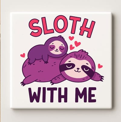 Schattige Luiaard Tegel “Sloth With Me” – 15x15cm Keramische Wanddecoratie – Lief Dierendecor & Romantisch Cadeau voor Stelletjes