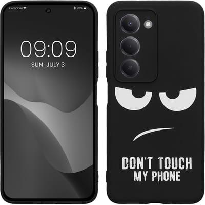 kwmobile telefoonhoesje geschikt voor Xiaomi Redmi 15 5G - Hoesje voor smartphone in wit / zwart - Backcover van TPU - Don't Touch My Phone design