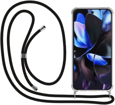 Smartphonica Telefoonhoesje Geschikt voor Google Pixel 9 Pro met Koord en Stootrand - Hoesje met Telefoonkoord - TPU Backcover Case Shockproof met Lanyard - Transparant geschikt voor Google Pixel 9 Pro