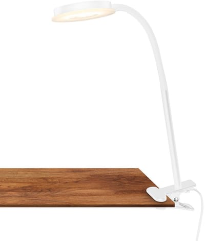 BRILONER Plegg – Bureaulamp met snoerschakelaar – klemlamp – warm witte lichtkleur – draaibaar leeslamp – 26 x 10,5 x 37 cm – wit