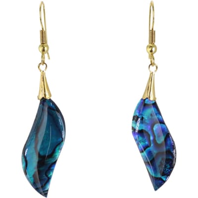 Behave – Oorhangers – Schelp met Blauwe & Groene Tinten – Uniek & Handgemaakt