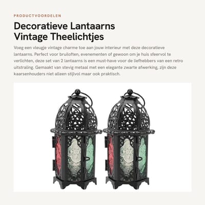 Dailygoods- Lantaarn Retro - Set van 2 - Hangende Lantaarn - Theelicht Houder - Binnen/Buiten - Duurzaam Metaal - Vintage Ontwerp - Theelichthouder