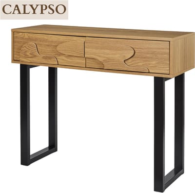 MISOU Kaptafel - Sidetable hout - Make up tafel - Sidetable met lade - Wandtafel - Haltafel met lades - Console - 100x80x35cm - CALYPSO