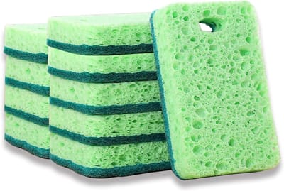 Set van 10 Afwasponsen - Natuurlijke Houtpulp en Katoen, Herbruikbare en Absorberende Schoonmaaksponges voor Vaat, Keukens en Aanrechten
