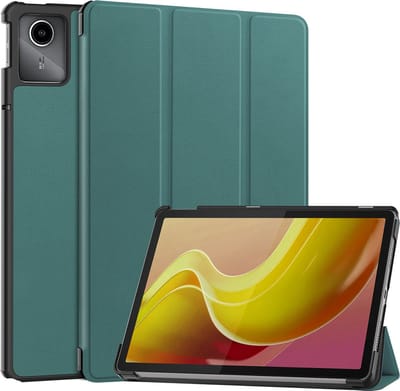 Hoes - Geschikt voor Lenovo Tab M11 (11 inch) - Dun & Stevig - Trifold Bookcase - Hard Cover - Hardcover Book Case - Tablet Hoesje - Donkergroen