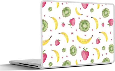 Laptop sticker - 17.3 inch - Fruit - Aquarel - Wit - Patronen - 40x30cm - Laptopstickers - Laptop skin - Cover