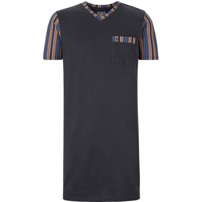 Jan Vanderstorm herren Nachthemd - 64/66 - donkerblauw - Plus Size