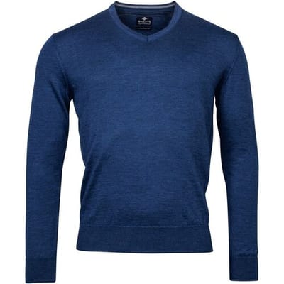 Baileys Trui Uni Merino V-Neck Single Knit Deep Denim Blue / male