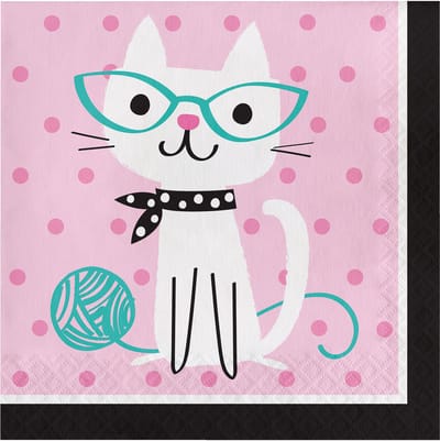 BIGIEMME SRL - 16 roze katten papieren servetten 33 x 33 cm schattig katje verjaardag