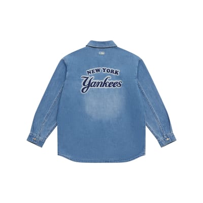 MLB College Stijl New York Yankees SS25 Los Eenvoudig Effen Kleur Veelzijdig Comfortabel Casual Mode Lange Mouw Shirt Unisex shirts 3ADRV0151-50BLL L gray