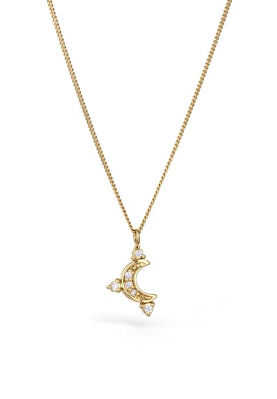 Elli - Halsketting - Ketting Vrouwen Maan Hanger Gepantserde ketting Zirkonia Diamant Geslepen Wit 925 Sterling Zilver 40 cm -