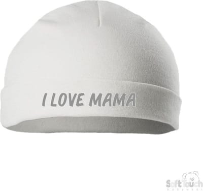 Soft Touch Mutsje Rolmutsje Bedrukt "I Love Mama" Wit/grijs Maat 0-3 maanden Maat 56/62