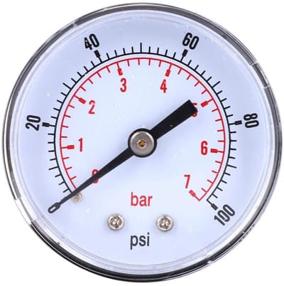 Dailygoods- Manometer 50 mm - Drukmeter voor Lucht/Water/Gas - NPT/ BSPT Montage - Corrosiebestendig - Nauwkeurige Meting - 0-100 PSI/0-7 Bar