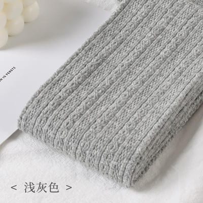 Dames Herfst Thermisch Fleece Gevoerd Meisjes Leggings Winter Zacht Katoen Retro Kabel Gebreide Pantyhose Vrouwen Lichte Compressie Panty One Size gray