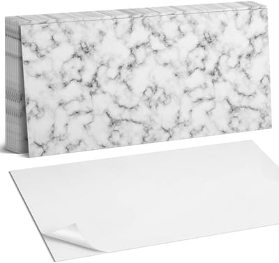 Coloray Plaktegels - Geaderd marmerpatroon Zelfklevende Wandtegels - 40 cm x 20 cm - Zwart Plaktegels - 10 stuks - Rechthoek PVC Tegels - Plaktegels Badkamer - Vloertegels Zelfklevend - Vinyltegels Vloer Zelfklevend - Portugese Tegels