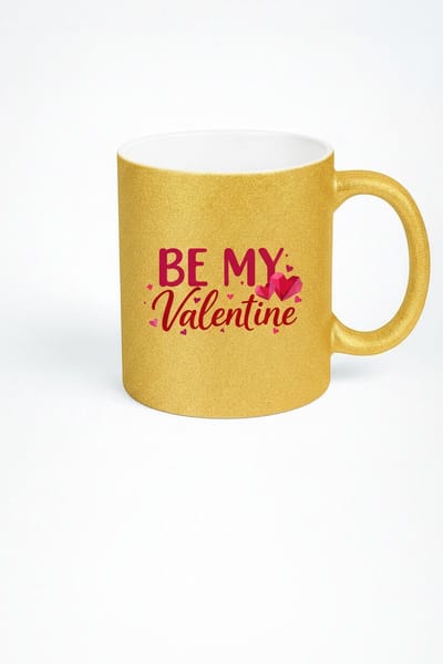 Gouden Glitter Valentijn Mok - 'Be My Valentine' Cadeau Beker