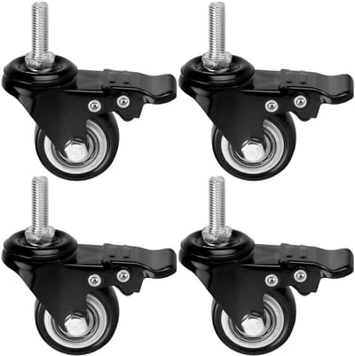 Ronte - Set van 4 meubelwielen met rem, 40mm, M8 schroefdraadpin, kogellager, draagvermogen 50kg - Zwenkwielen voor woonkantoor transport