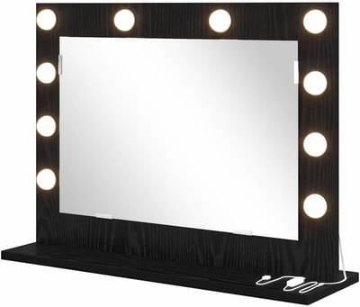 vidaXL Vanity Mirror with LED Lights Black Oak 60x45x18cm