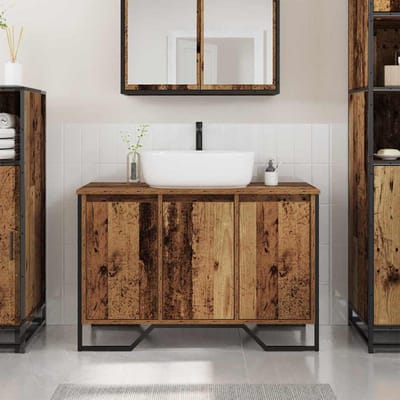 vidaXL - Wastafel - kabinet - voor - de - badkamer - Oud - Hout - 91 - x - 35 - x - 60 - cm