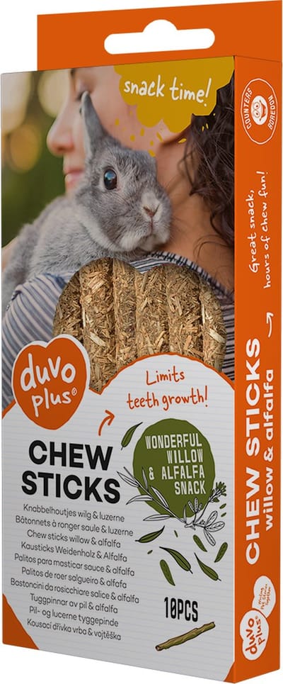 Duvoplus - Knaagdierensnack - Knaagdier - Knabbelhoutjes Wilg & Luzerne 40g - 10pcs - 12x1x1cm - 10st
