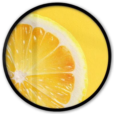 Poster in lijst Rond - Fotolijst 40x40 cm - Posters - Citroen - Geel - Zonnig - Ronde posterlijst zwart - Decoratie - Wanddecoratie woonkamer - Muurdecoratie slaapkamer