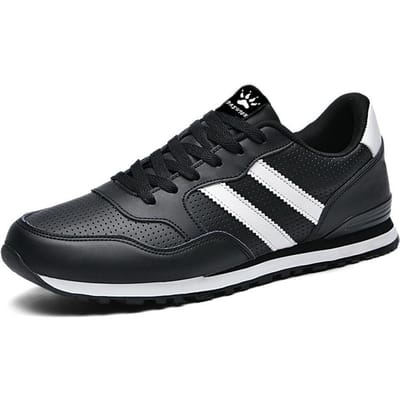 Nieuwe Klassieke Heren Hardloopschoenen Lichtgewicht Suède Leer Sneakers Heren Comfortabele Buiten Sport Schoenen Ademende Platte Schoenen 47 black