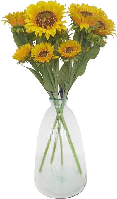 Bellatio Design Kunstbloem Zonnebloem Helianthus XL - 5x - 85 cm - losse steel - kunst zijdebloem - 3 bloemen